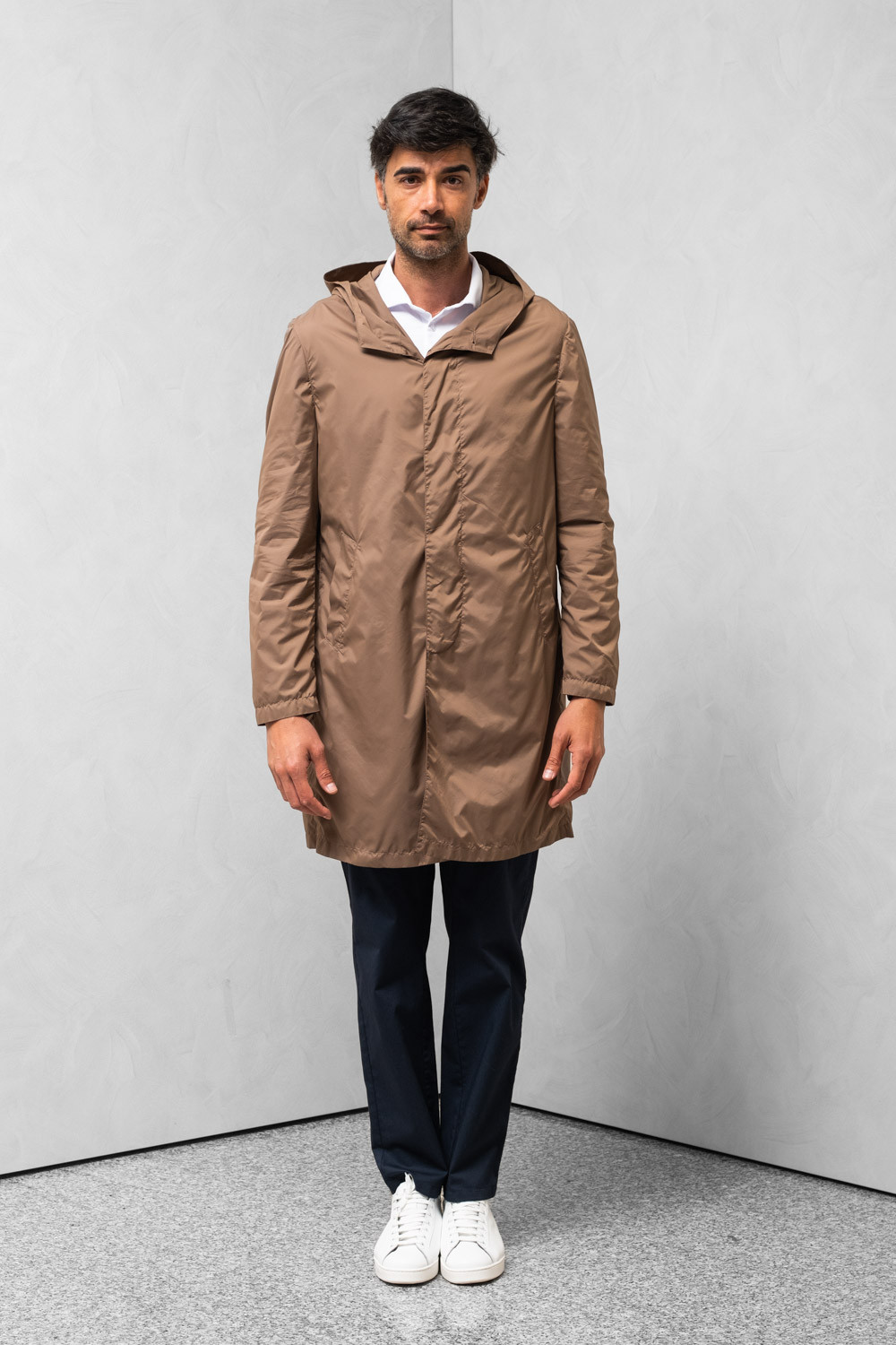 Man water repellent coat hood coat pocket brown  0909 PARDO-118