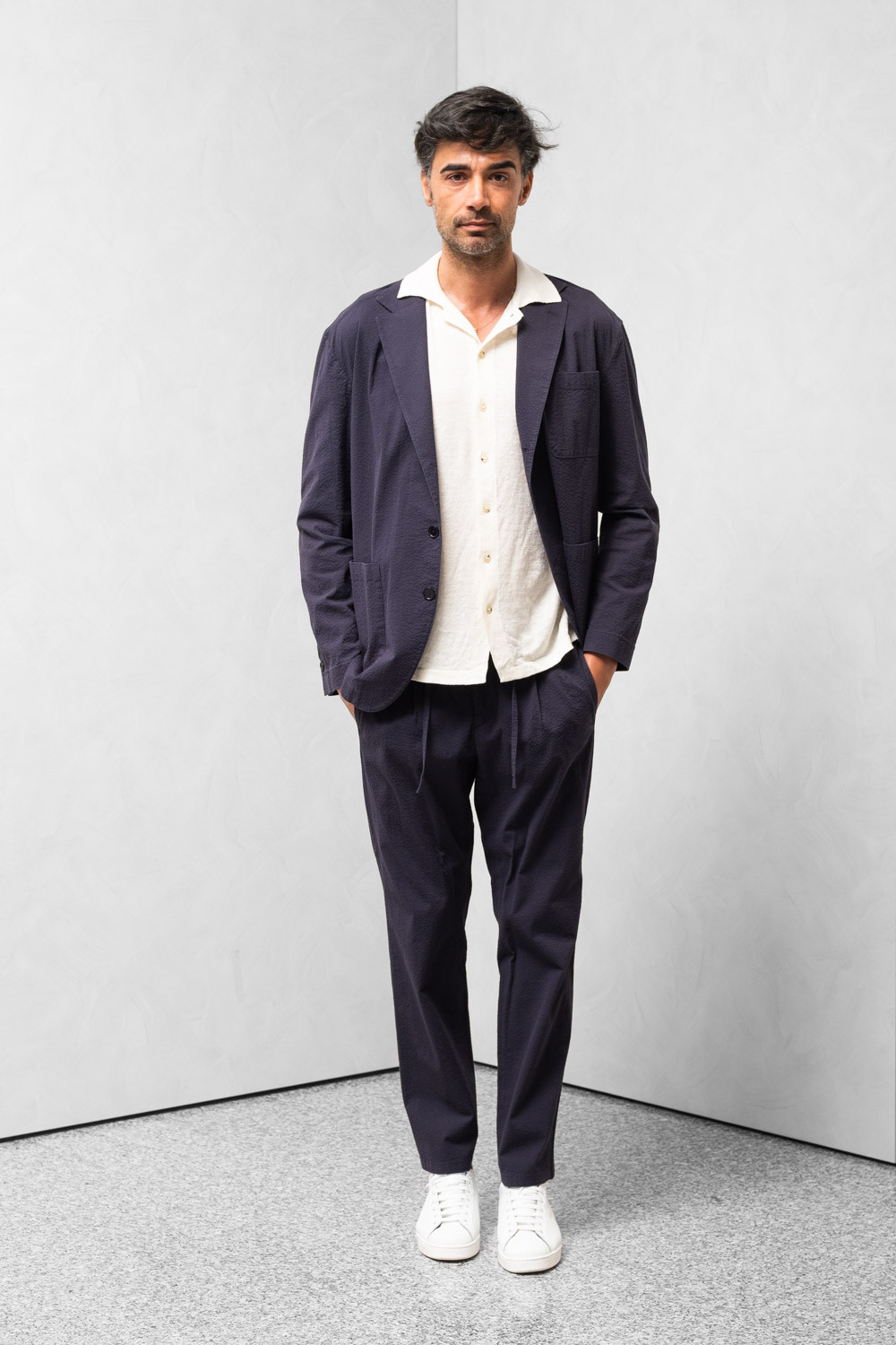 Man suit unlined single-breasted jacket bermuda shorts pleat lace  0909 AJULY_PIT-251