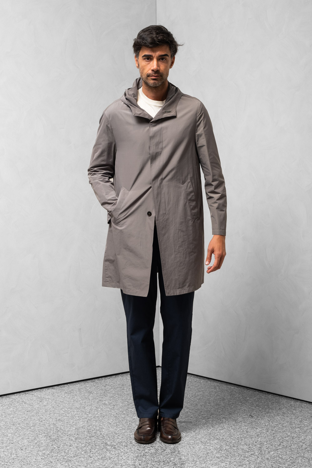 Cappotto idrorepellente uomo cappuccio blu 0909 PARDO/2-150