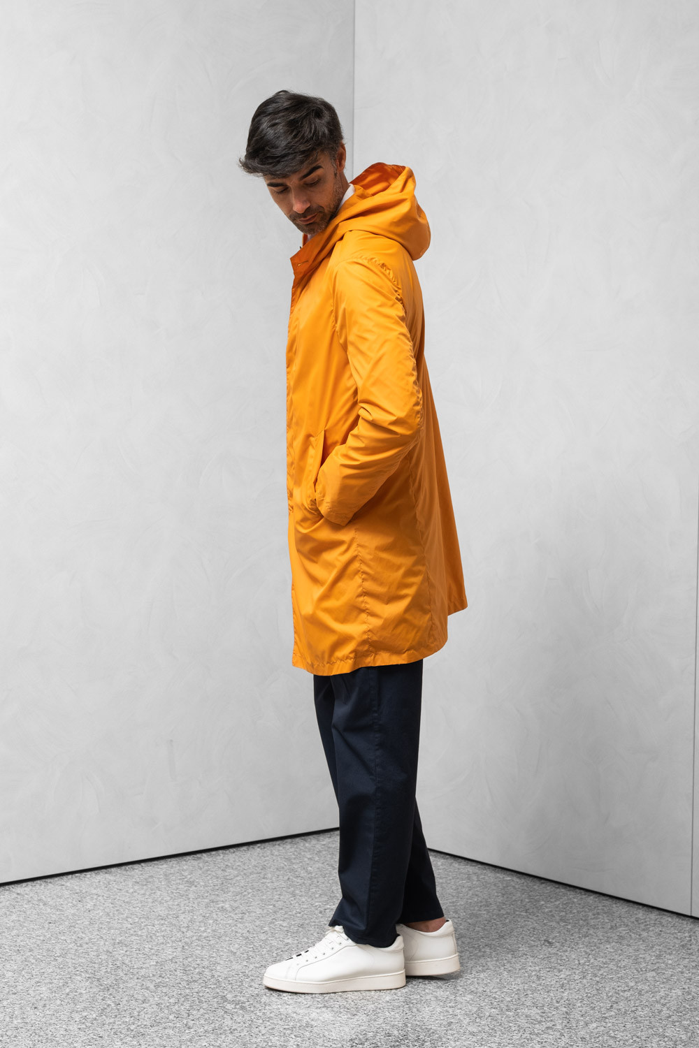 Cappotto idrorepellente uomo cappuccio tasca porta cappotto nocciola 0909 PARDO-164