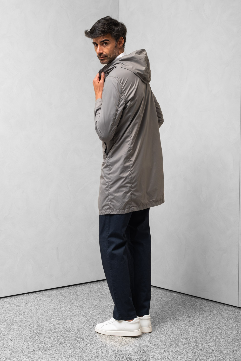 Cappotto idrorepellente uomo cappuccio tasca porta cappotto marrone 0909 PARDO-118
