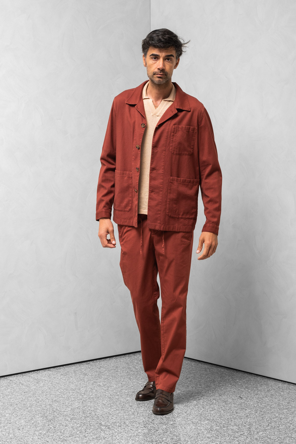 Man unlined single-breasted jacket dark red 0909 XJUNE-135