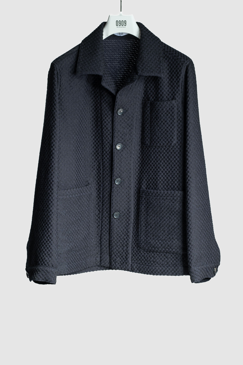 Man lined short coat hood black 0909 WALT-199