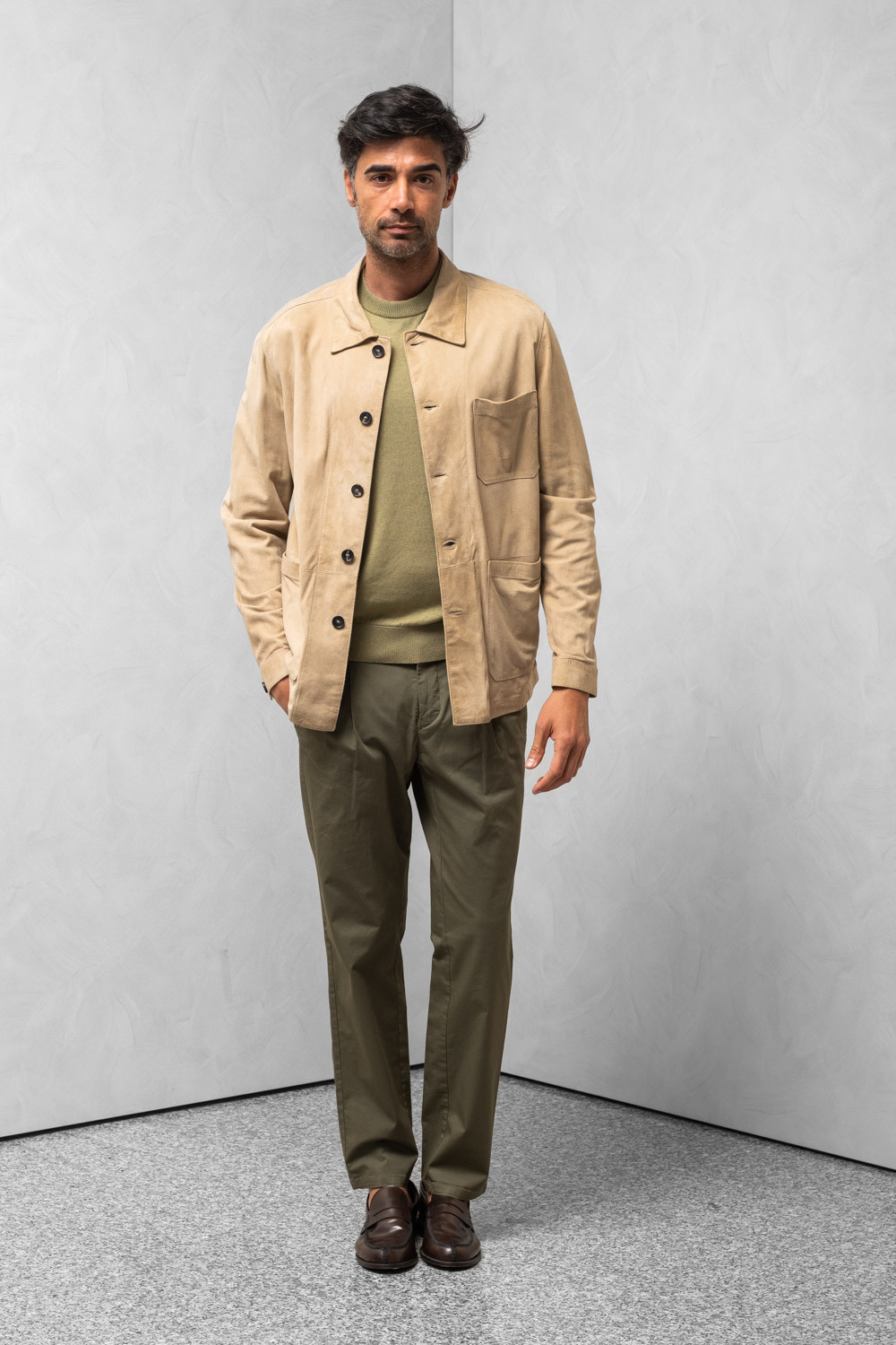 Cappotto over uomo sfoderato beige 0909 VINCE-172