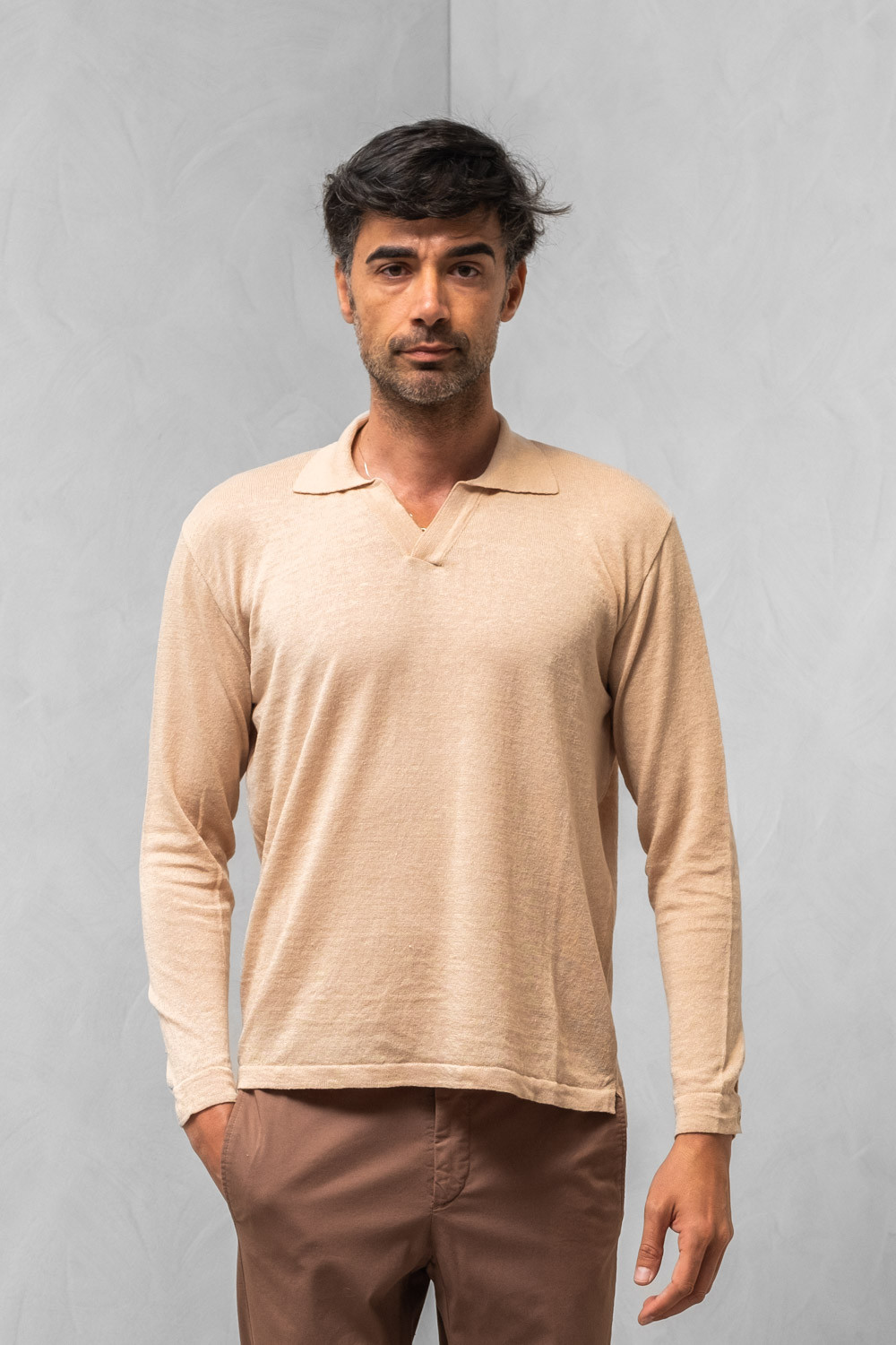 Man Knitted polo shirt short sleeve blu 0909 CAPRI-159